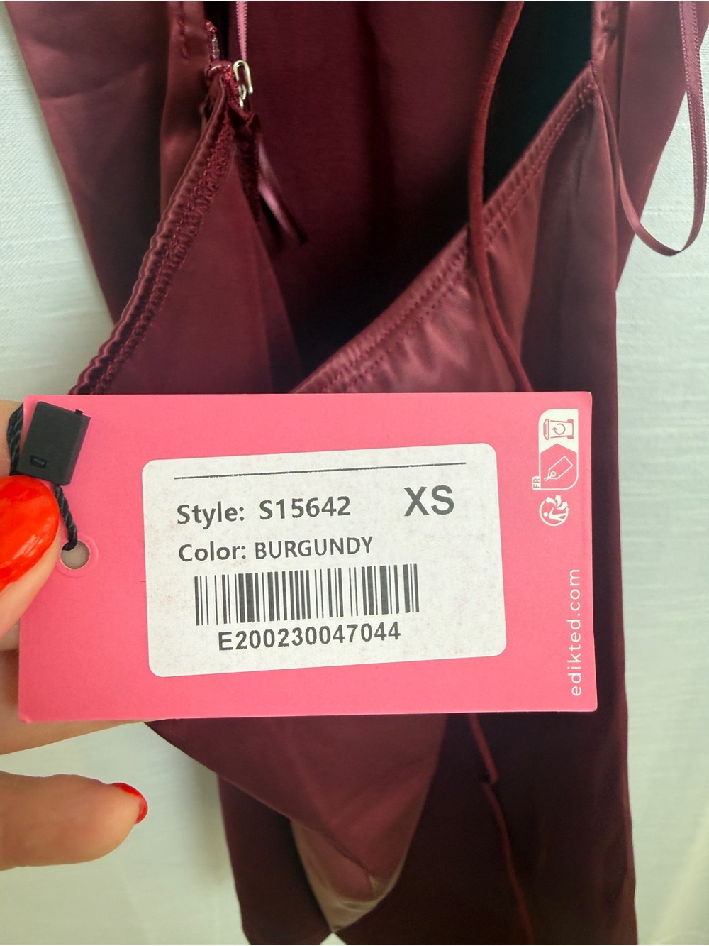 Edikted Whitney Lace Trim Satin Mini Dress Burgundy Slip Dress | NWT Size XS - Picture 16 of 17